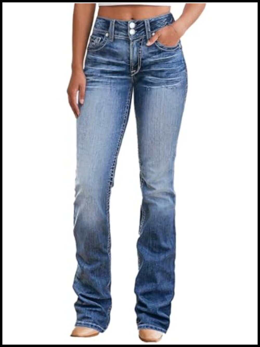Flamingals High Waist Boot Cut Jeans for Women Flare Denim Pants